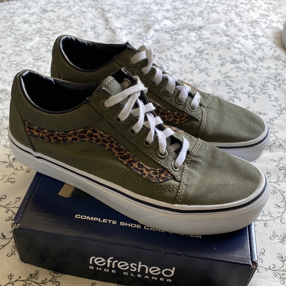 Army Green Cheetah Old Skool Vans